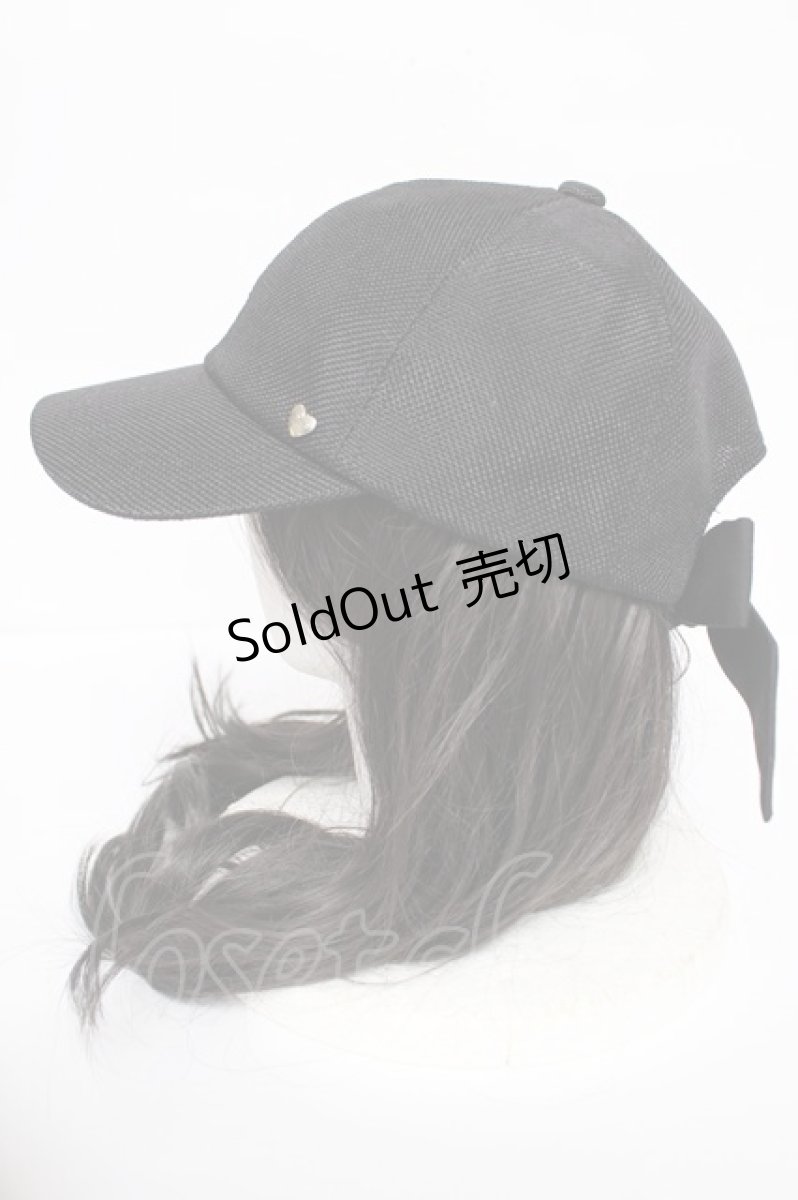画像2: axes femme POETIQUE / ハート釦サマーキャップ  黒 Y-26-08-07-013-AX-AC-SZ-ZY (2)
