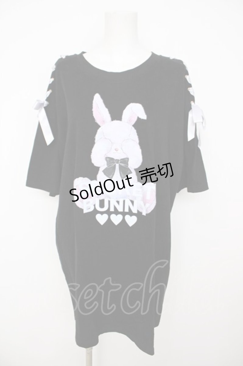 画像1: Secret Honey / 目隠しうさぎビッグTシャツ 2 黒 Y-26-08-07-108-CA-TO-SZ-ZY (1)
