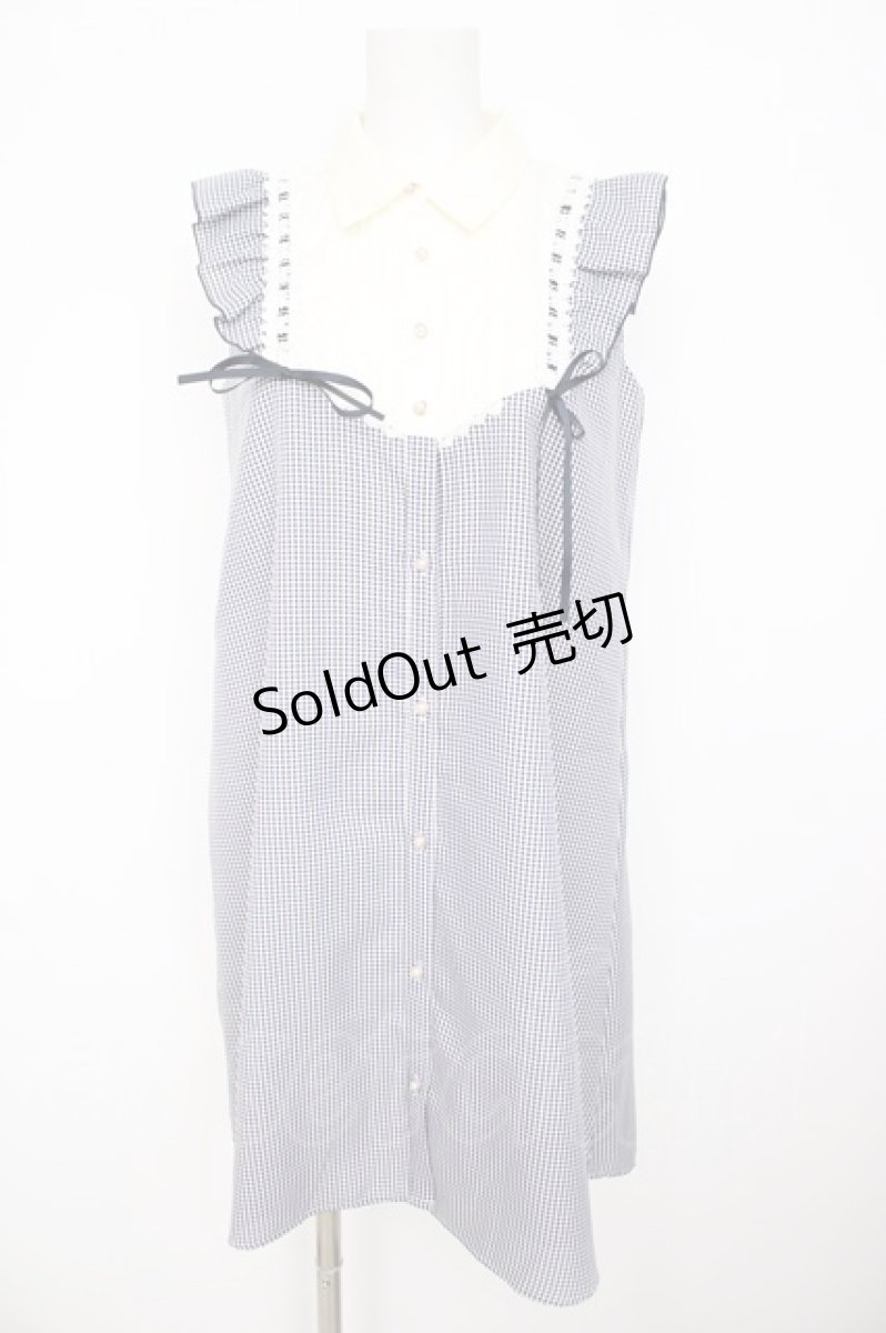 画像1: axes femme POETIQUE / ブロッキングAラインワンピース M 紺 Y-26-08-07-118-AX-OP-SZ-ZY (1)