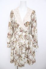 画像1: axes femme / ボタニカル柄カシュクールワンピース M ベージュ Y-26-08-07-126-AX-OP-SZ-ZY (1)
