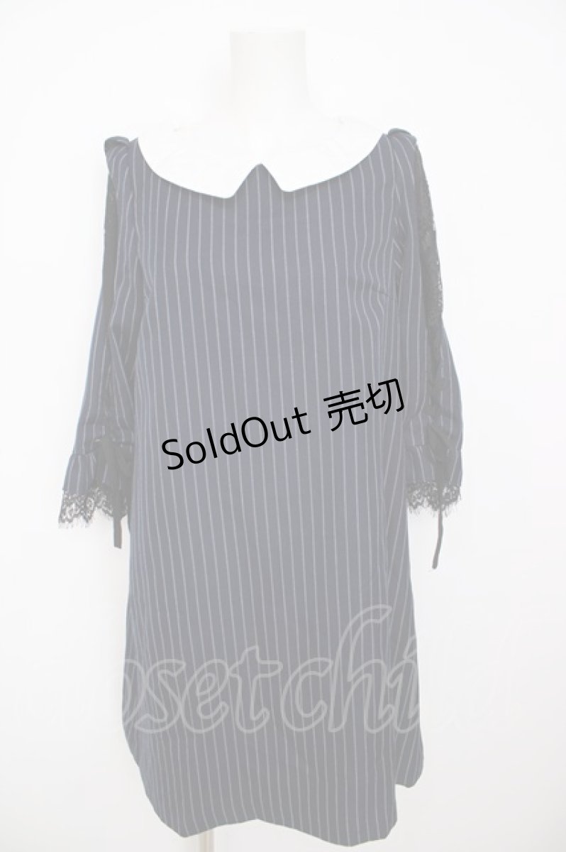 画像1: axes femme / 七分袖サックワンピース M 紺 Y-26-08-07-129-AX-OP-SZ-ZS (1)