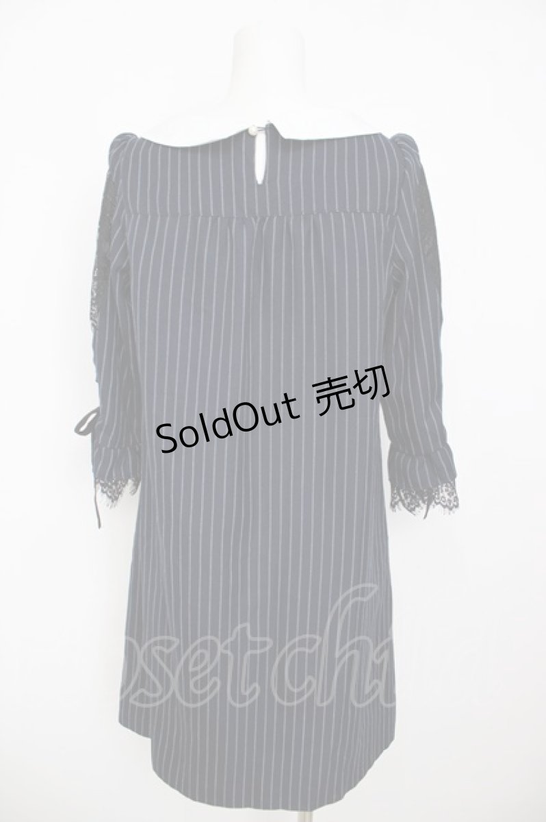 画像2: axes femme / 七分袖サックワンピース M 紺 Y-26-08-07-129-AX-OP-SZ-ZS (2)
