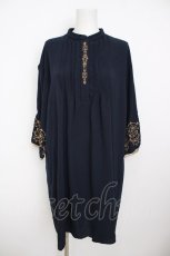 画像1: axes femme / 袖刺繍Aラインシャツワンピース M 紺 Y-26-08-07-130-AX-OP-SZ-ZY (1)