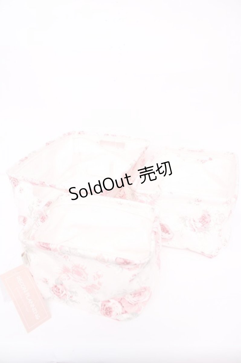 画像1: axes femme / ローズ柄収納BOX3点セット  オフ×ピンク Y-26-08-07-003-AX-ZA-SZ-ZY (1)