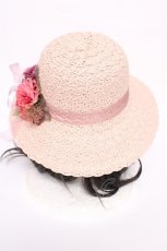 画像3: axes femme / フラワー雑材ハット  淡ピンク Y-26-08-07-016-AX-AC-SZ-ZY (3)