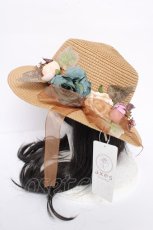 画像2: axes femme / フラワー雑材カンカン帽  ベージュ Y-26-08-07-017-AX-AC-SZ-ZY (2)