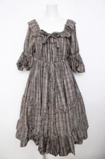 画像1: Physical Drop / シャーリングワンピース  茶 Y-26-08-07-162-LO-OP-SZ-ZY (1)