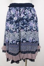 画像2: axes femme / スカーフ柄イレヘムスカート M 紺 Y-26-08-07-172-AX-SK-SZ-ZY (2)