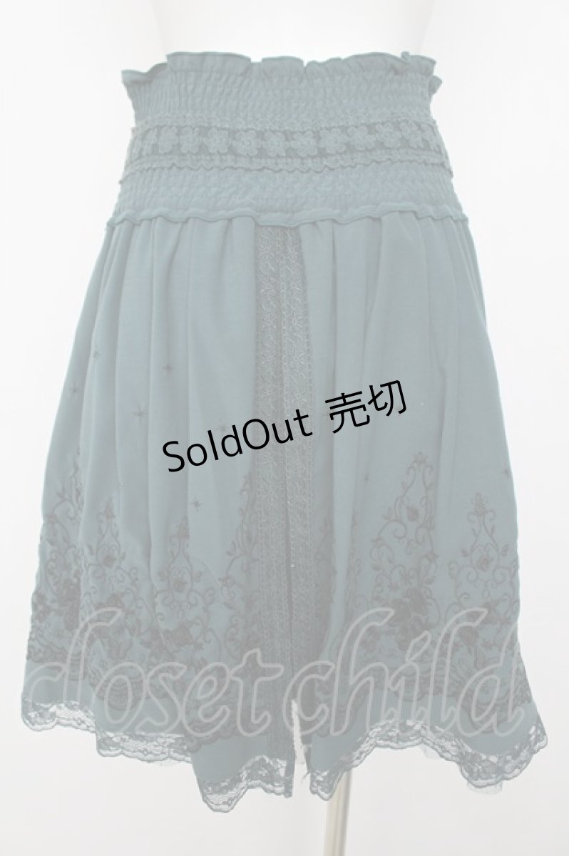 画像2: axes femme / ハイウエスト刺繍スカート M グリーン Y-26-08-07-181-AX-SK-SZ-ZY (2)
