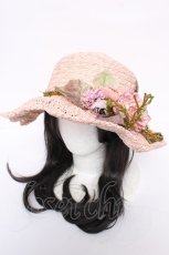 画像1: axes femme / フラワー雑材ハット  淡ピンク Y-26-08-07-019-AX-AC-SZ-ZY (1)