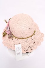 画像3: axes femme / フラワー雑材ハット  淡ピンク Y-26-08-07-019-AX-AC-SZ-ZY (3)