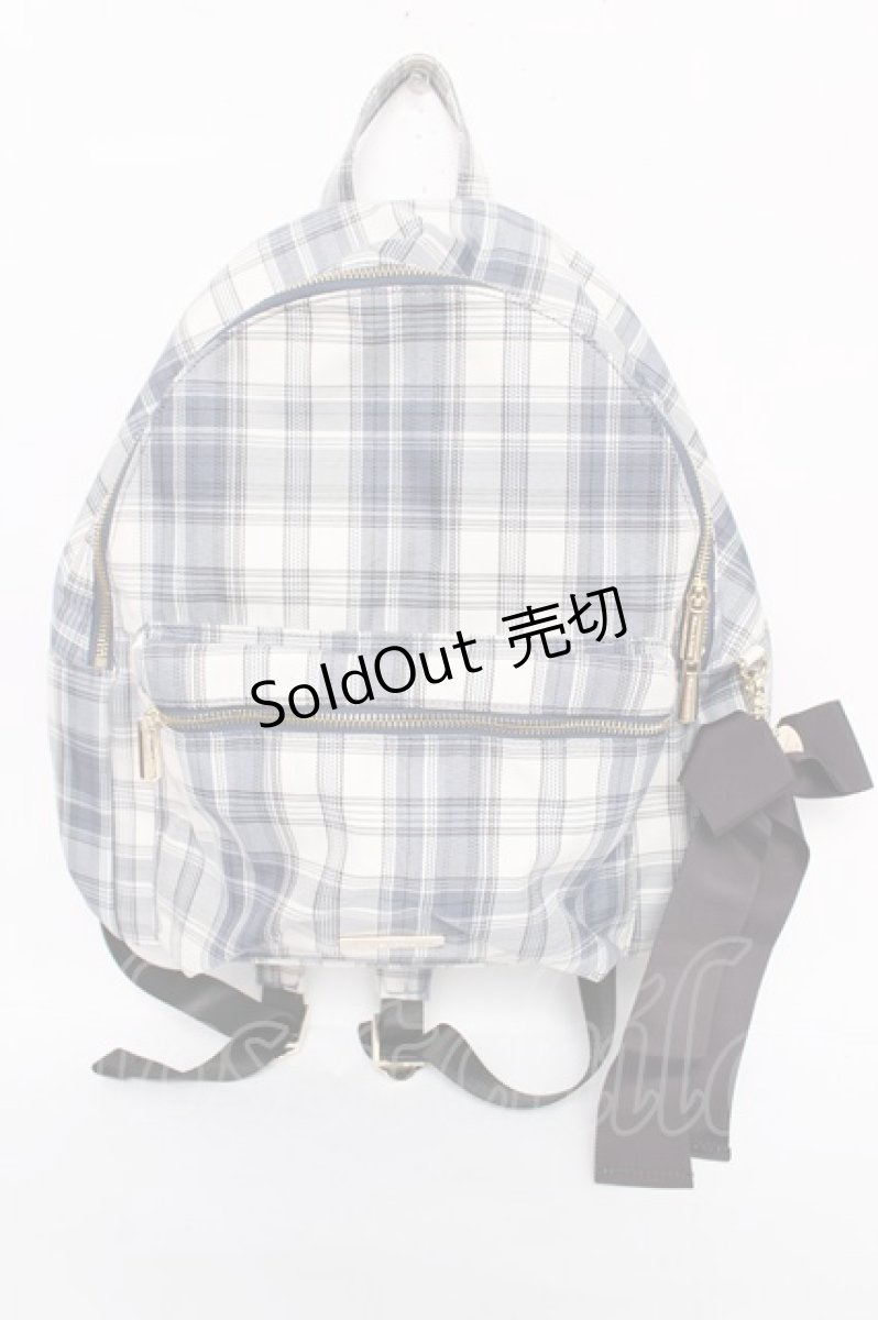 画像1: Maison de FLEUR / チェックリボンリュック F ブルー Y-26-08-07-025-LO-BG-SZ-ZY (1)