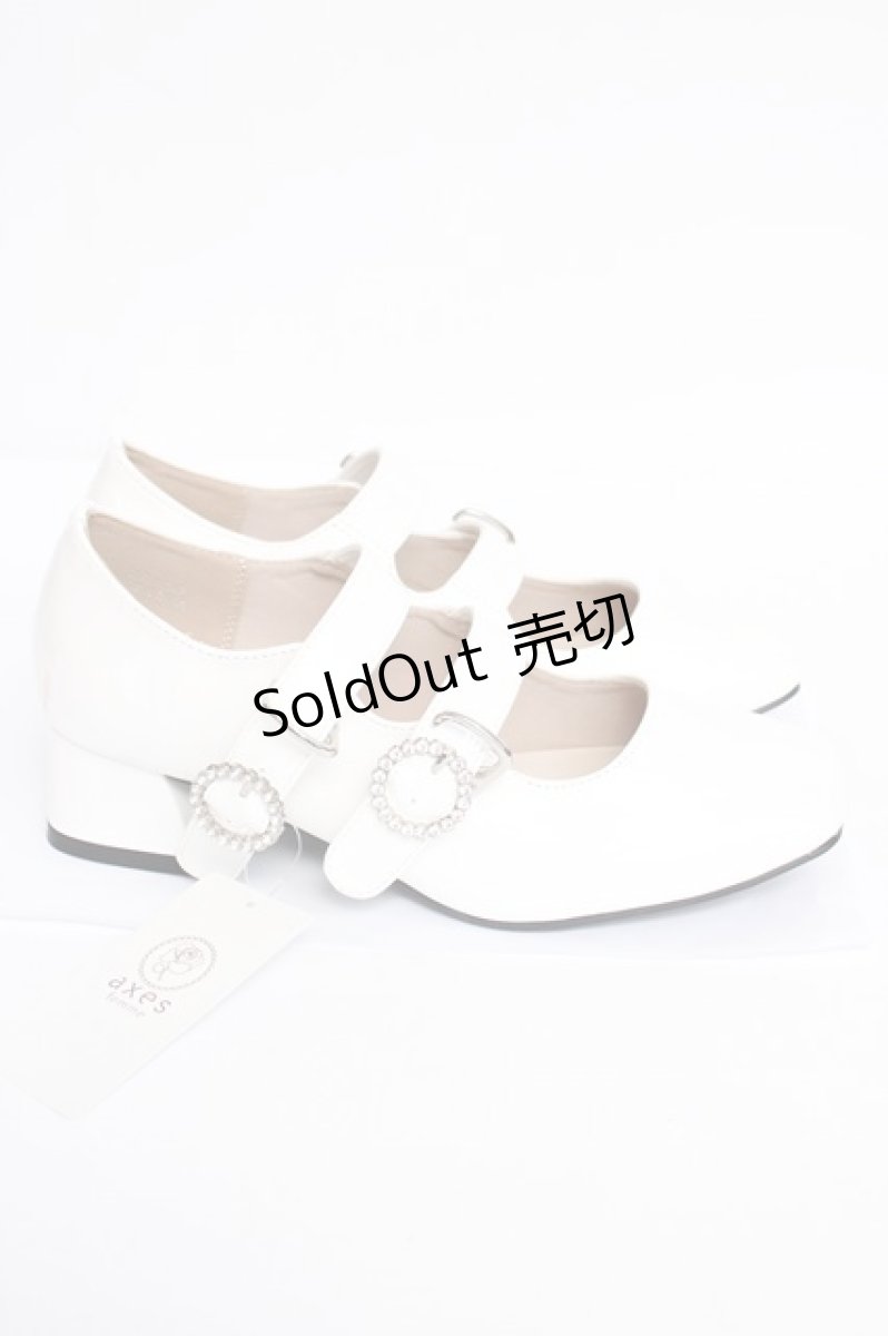 画像4: axes femme POETIQUE / ビジューバックルパンプス L 白 Y-26-08-08-028-AX-SH-SZ-ZY (4)