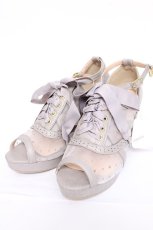 画像1: axes femme / レースアップチュールサンダル L グレー Y-26-08-08-004-AX-SH-SZ-ZY (1)