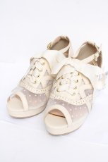画像1: axes femme / レースアップチュールサンダル L 生成り Y-26-08-08-033-AX-SH-SZ-ZY (1)