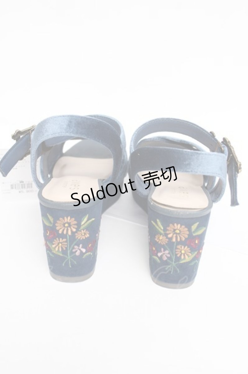 画像3: axes femme / ベロア刺繍入りサンダル L 紺 Y-26-08-08-034-AX-SH-SZ-ZY (3)