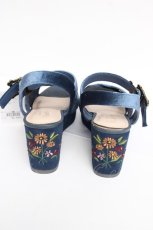 画像3: axes femme / ベロア刺繍入りサンダル L 紺 Y-26-08-08-034-AX-SH-SZ-ZY (3)