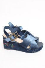 画像4: axes femme / ベロア刺繍入りサンダル L 紺 Y-26-08-08-034-AX-SH-SZ-ZY (4)