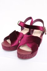 画像1: axes femme / ベロア刺繍入りサンダル L ワイン Y-26-08-08-035-AX-SH-SZ-ZY (1)