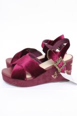 画像2: axes femme / ベロア刺繍入りサンダル L ワイン Y-26-08-08-035-AX-SH-SZ-ZY (2)
