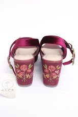 画像3: axes femme / ベロア刺繍入りサンダル L ワイン Y-26-08-08-035-AX-SH-SZ-ZY (3)