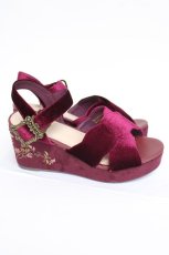 画像4: axes femme / ベロア刺繍入りサンダル L ワイン Y-26-08-08-035-AX-SH-SZ-ZY (4)