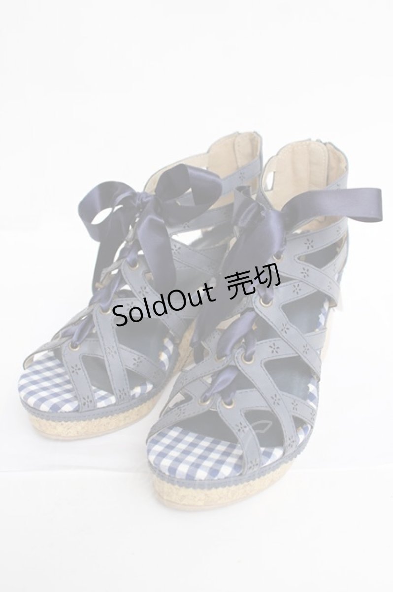 画像1: axes femme POETIQUE / フリルカットワークサンダル L コン Y-26-08-08-042-AX-SH-SZ-ZY (1)