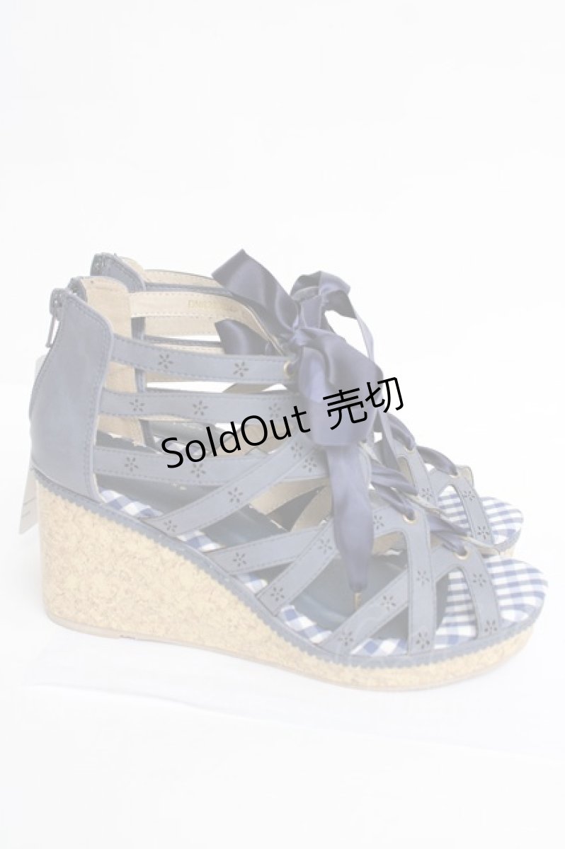 画像4: axes femme POETIQUE / フリルカットワークサンダル L コン Y-26-08-08-042-AX-SH-SZ-ZY (4)
