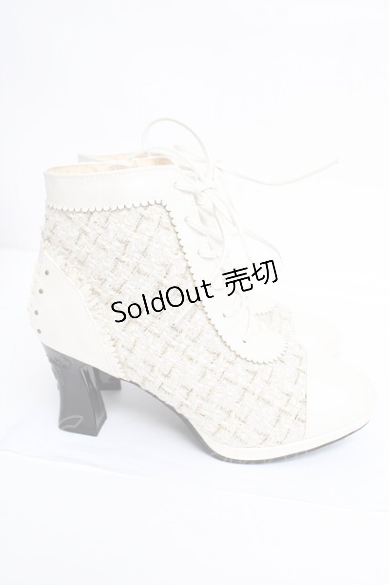 画像4: axes femme kawaii / ツイードショートブーツ L シロ Y-26-08-08-053-AX-SH-SZ-ZY (4)