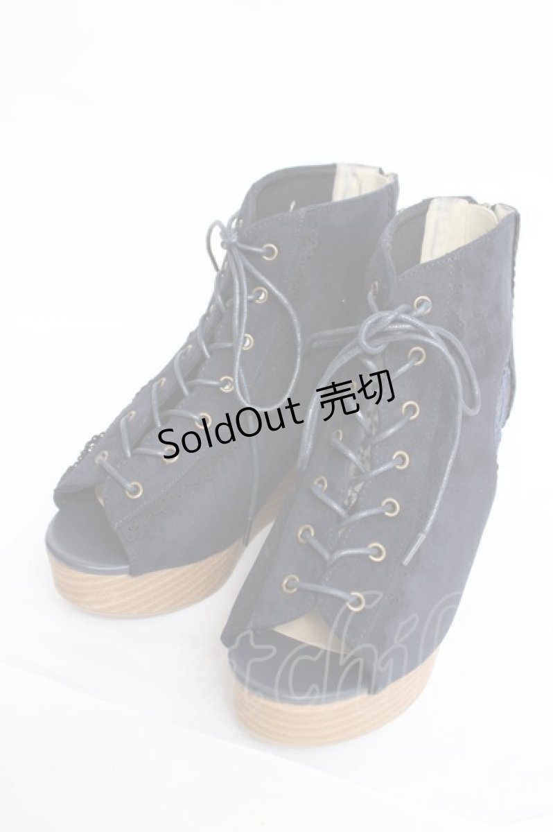 画像1: axes femme / レースアップブーサン L 紺 Y-26-08-08-059-AX-SH-SZ-ZY (1)