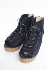 画像1: axes femme / レースアップブーサン L 紺 Y-26-08-08-059-AX-SH-SZ-ZY (1)