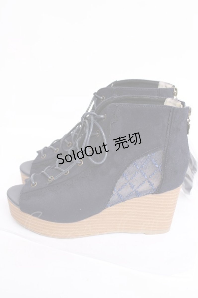 画像2: axes femme / レースアップブーサン L 紺 Y-26-08-08-059-AX-SH-SZ-ZY (2)