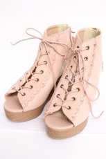 画像1: axes femme / レースアップブーサン L 淡ピンク Y-26-08-08-060-AX-SH-SZ-ZY (1)