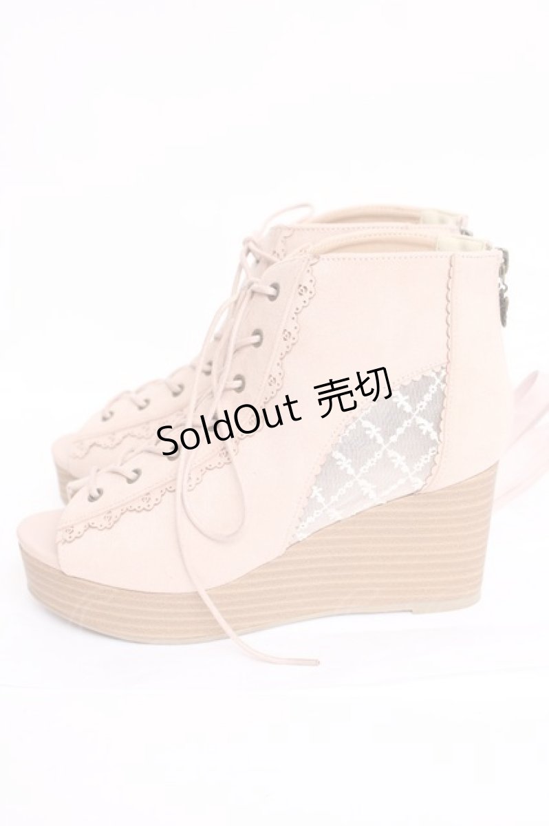 画像2: axes femme / レースアップブーサン L 淡ピンク Y-26-08-08-060-AX-SH-SZ-ZY (2)