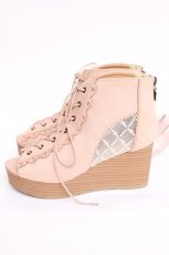 画像2: axes femme / レースアップブーサン L 淡ピンク Y-26-08-08-060-AX-SH-SZ-ZY (2)