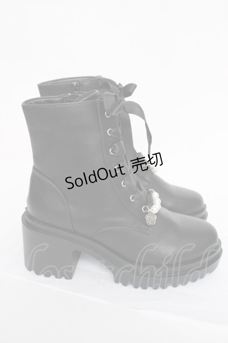 画像4: axes femme / パールチャーム付ミドルブーツ L 黒 Y-26-08-08-062-AX-SH-SZ-ZY (4)