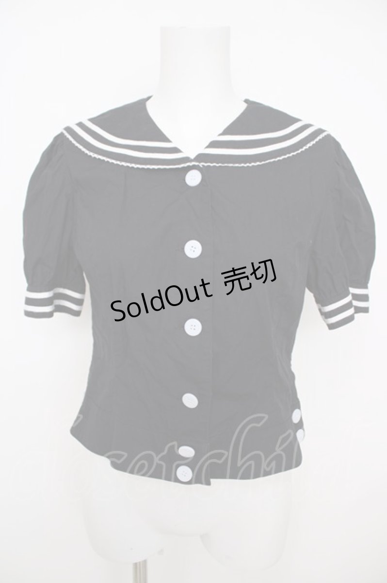 画像1: metamorphose / セーラーブラウス  黒 Y-26-08-09-040-ME-BL-SZ-ZY (1)