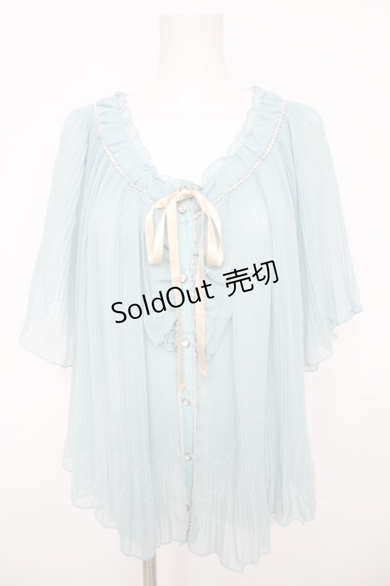 画像1: axes femme / プリーツシフォンプルオーバー M サックス Y-26-08-09-050-AX-TO-SZ-ZY (1)