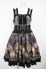 画像1: metamorphose / Clock Forest Night フリルジャンパースカート 1 黒 Y-26-08-09-061-ME-OP-SZ-ZY (1)