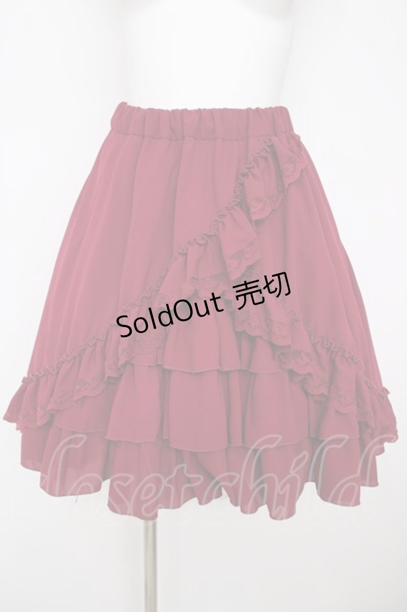 画像1: ATELIER PIERROT / Victorian Ruffle Chiffon Skirt F ワイン Y-26-08-09-078-EL-SK-SZ-ZY (1)