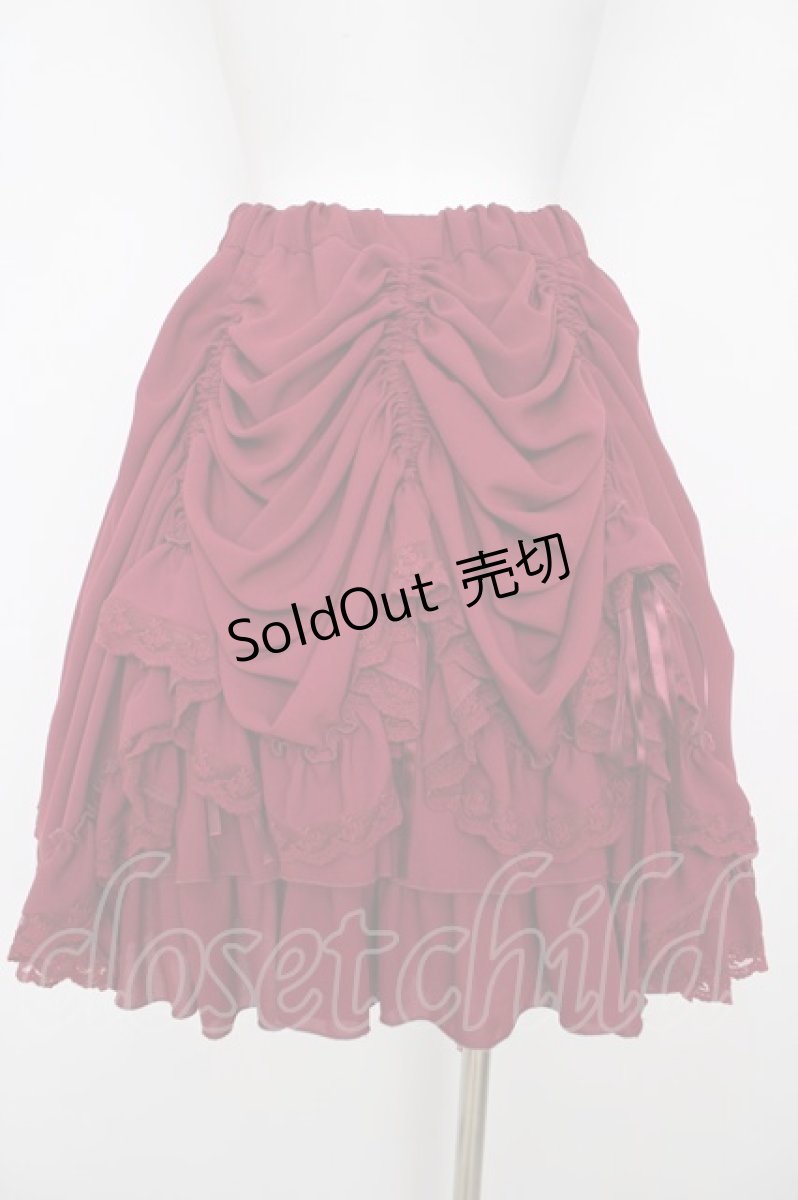 画像2: ATELIER PIERROT / Victorian Ruffle Chiffon Skirt F ワイン Y-26-08-09-078-EL-SK-SZ-ZY (2)