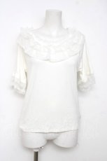 画像1: axes femme / ドット×チュールフリルプルオーバー F 生成り Y-26-08-12-040-AX-TO-SZ-ZY (1)