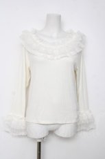 画像1: axes femme / チュールフリルリブプルオーバー F 白 Y-26-08-12-041-AX-TO-SZ-ZY (1)