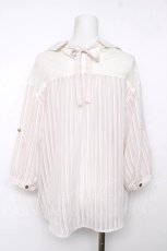 画像2: axes femme / ストライプロールアップシャツ M アワピンク Y-26-08-12-046-AX-BL-SZ-ZY (2)