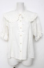 画像1: axes femme kawaii / 半袖丸襟コットンブラウス M 白 Y-26-08-12-048-AX-BL-SZ-ZY (1)