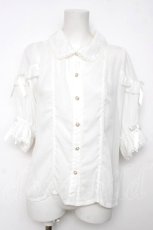 画像1: axes femme kawaii / レース襟リボン付ブラウス M 白 Y-26-08-12-049-AX-BL-SZ-ZY (1)