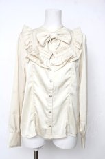 画像1: axes femme kawaii / ヴィンテージサテンブラウス M 生成り Y-26-08-12-050-AX-BL-SZ-ZY (1)