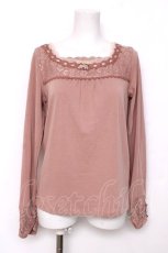画像1: axes femme / はしごレース薔薇インナーカットソー M 淡ピンク Y-26-08-12-054-AX-TO-SZ-ZY (1)