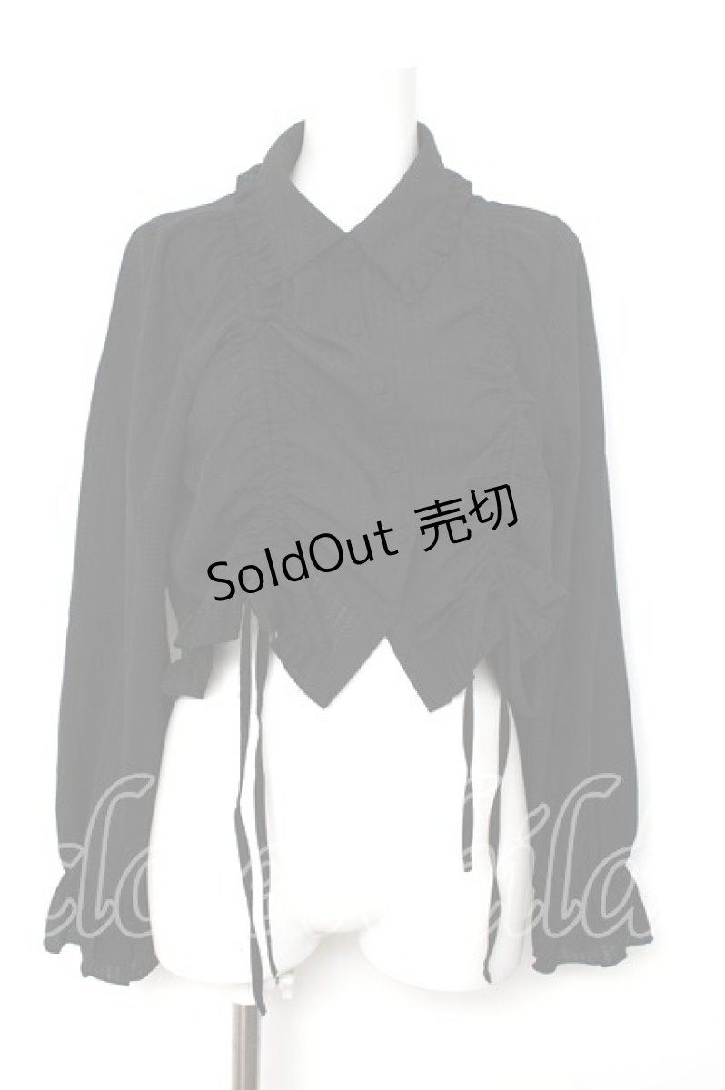 画像1: axes femme / ショート丈ドロストブラウス F 黒 Y-26-08-12-062-AX-BL-SZ-ZY (1)