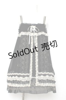 Preview of フロッキー薔薇プリントシフォンキャミベビードール M 黒